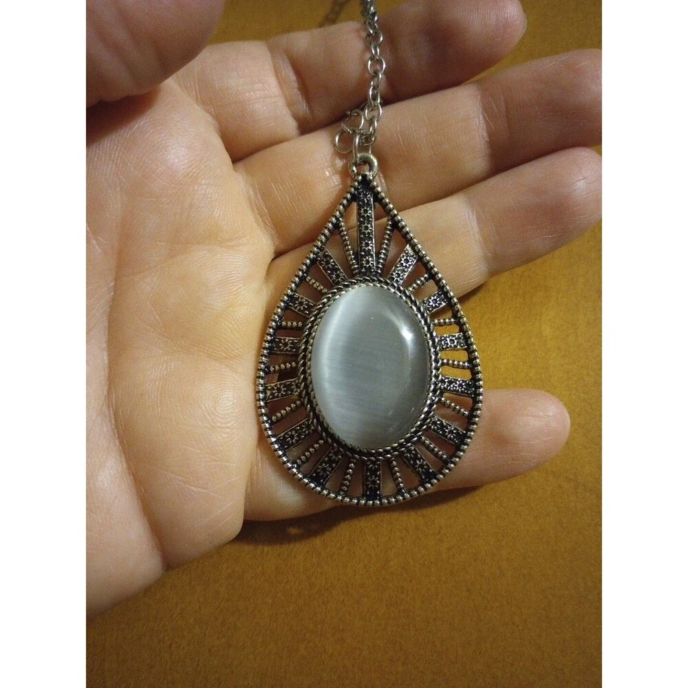Nice Moonstone Vintage Style Silver-tone Pendant Only